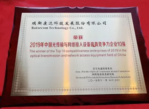 2019年中国光传输与网络接入设备最具竞争力企业10强